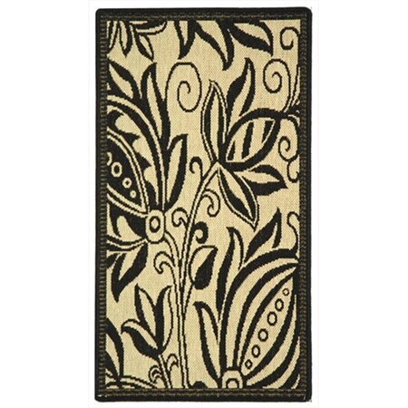 Safavieh 4 Ft. X 5 Ft. -7 In. Small Rectangle Indoor-Outdoor Courtyard- Sand And Black- Machine Made Rug CY2961-3901-4